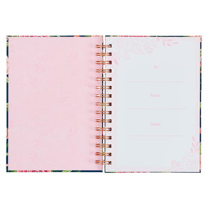 Strength and Dignity Pink Rose Large Wirebound Journal - Proverbs 31:25