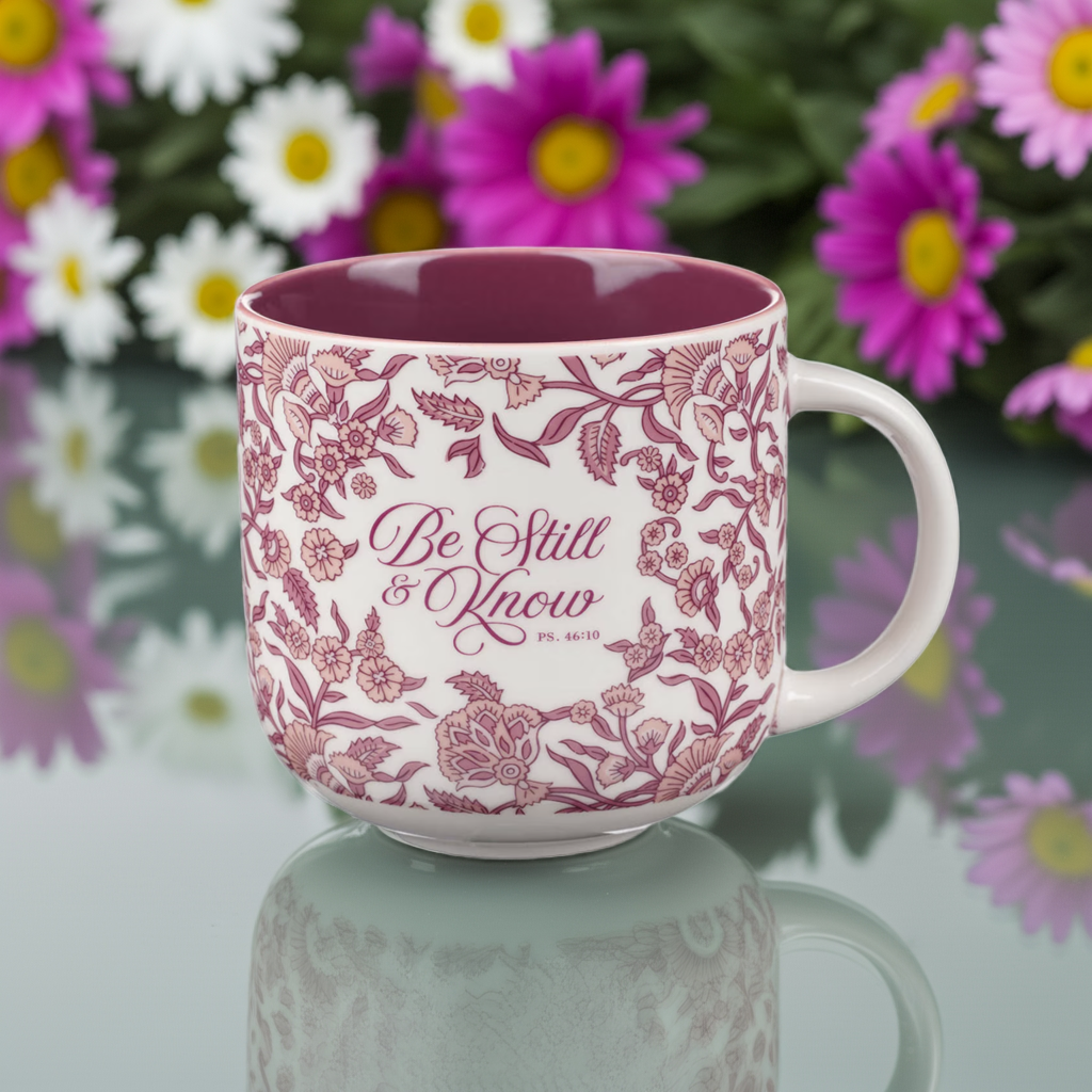 Be Still Pink Floral Ceramic Mug