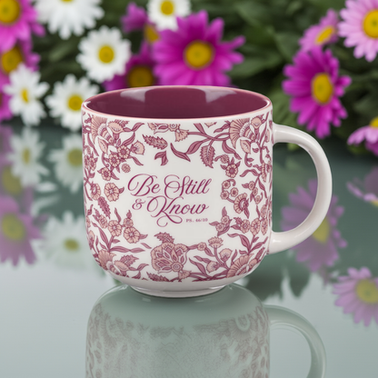 Be Still Pink Floral Ceramic Mug