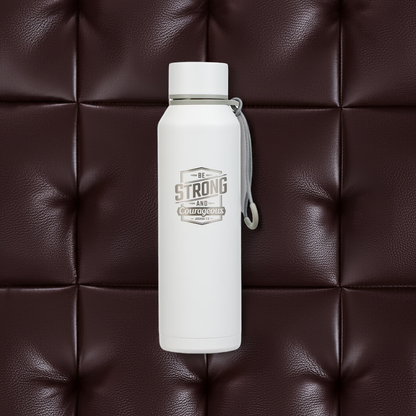 Strong and Courageous White Stainless Steel Water Bottle - Joshua 1:9