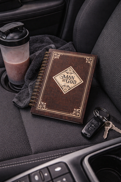 Man Of God Large Spiral Journal in Brown - 1 Timothy 6:11