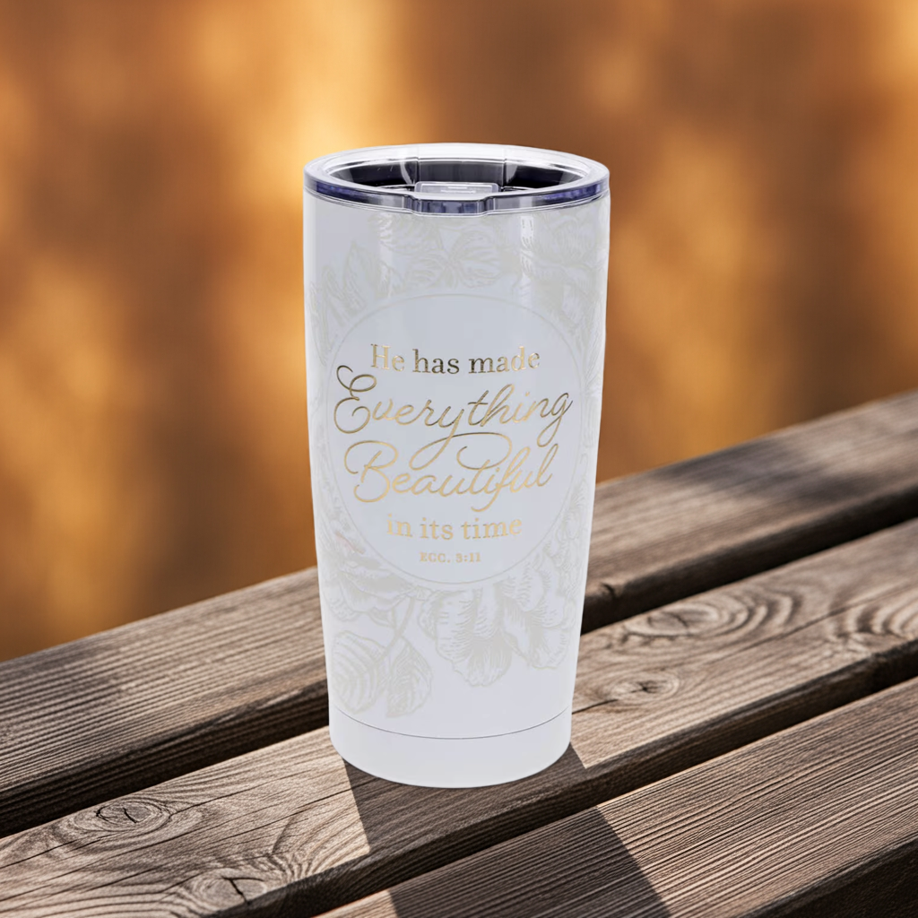 Everything Beautiful Scriptural 18oz. Stainless Steel Travel Tumbler - Ecclesiastes 3:11